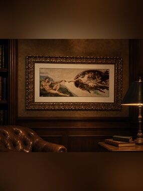 32x19” The creation of Adam by Michelangelo’s Renaissance gold ornate frame